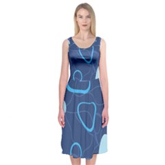 Abstract Blue Pattern Design Midi Sleeveless Dress by brightlightarts