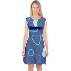 Abstract Blue Pattern Design Capsleeve Midi Dress by brightlightarts