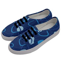 Abstract Blue Pattern Design Men s Classic Low Top Sneakers