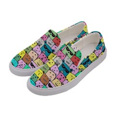 Colorful Cat Lover  Women s Canvas Slip Ons