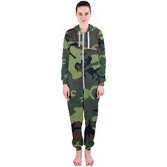 Forest Camo Pattern, Army Themed Design, Soldier Hooded Jumpsuit (ladies)  by Casemiro