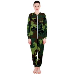 Forest Camo Pattern, Army Themed Design, Soldier Onepiece Jumpsuit (ladies)  by Casemiro