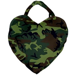 Forest Camo Pattern, Army Themed Design, Soldier Giant Heart Shaped Tote by Casemiro