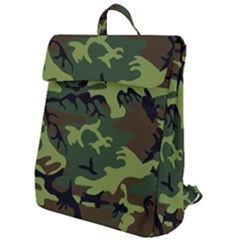 Forest Camo Pattern, Army Themed Design, Soldier Flap Top Backpack