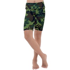 Forest Camo Pattern, Army Themed Design, Soldier Kids  Lightweight Velour Cropped Yoga Leggings by Casemiro