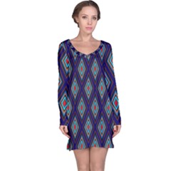 Colorful Diamonds Pattern3 Long Sleeve Nightdress by bloomingvinedesign