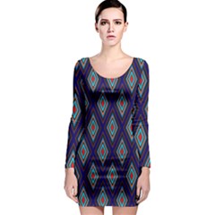 Colorful Diamonds Pattern3 Long Sleeve Bodycon Dress by bloomingvinedesign