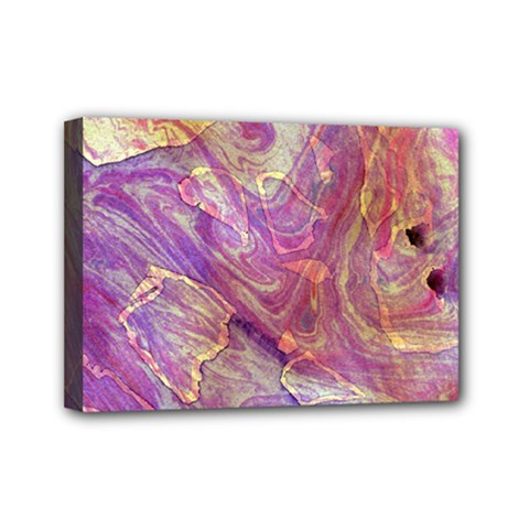 Marbling Abstract Layers Mini Canvas 7  X 5  (stretched) by kaleidomarblingart