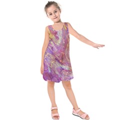 Marbling Abstract Layers Kids  Sleeveless Dress by kaleidomarblingart