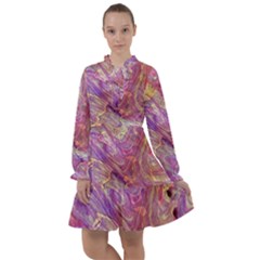 Marbling Abstract Layers All Frills Chiffon Dress