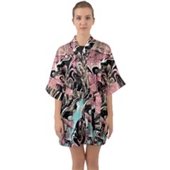 Paola De Giovanni-dragons Fire Iii Half Sleeve Satin Kimono 