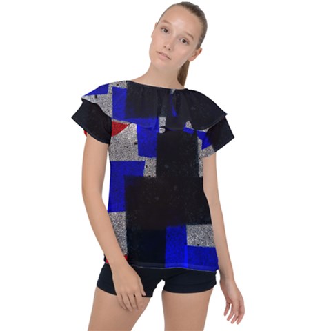 Abstract Tiles  Ruffle Collar Chiffon Blouse by essentialimage