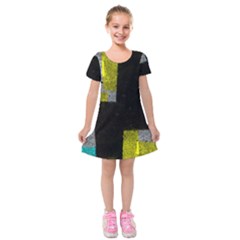 Abstract Tiles Kids  Short Sleeve Velvet Dress by essentialimage