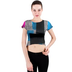 Abstract Tiles Crew Neck Crop Top by essentialimage