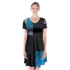 Abstract Tiles Short Sleeve V-neck Flare Dress by essentialimage