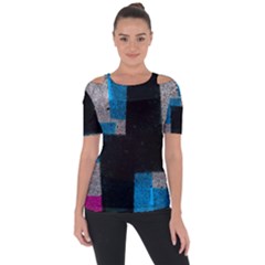 Abstract Tiles Shoulder Cut Out Short Sleeve Top by essentialimage