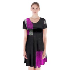 Abstract Tiles Short Sleeve V-neck Flare Dress by essentialimage