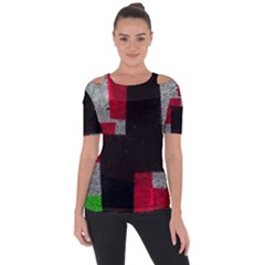 Abstract Tiles Shoulder Cut Out Short Sleeve Top by essentialimage