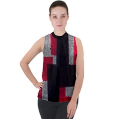 Abstract Tiles Mock Neck Chiffon Sleeveless Top by essentialimage