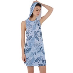 Nature Blue Pattern Racer Back Hoodie Dress by Abe731