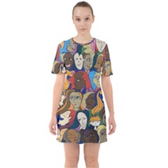 Wowriveter2020 Sixties Short Sleeve Mini Dress