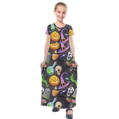 Halloween Kids  Short Sleeve Maxi Dress