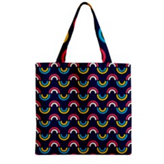 Geo Rainbow Stroke Zipper Grocery Tote Bag by tmsartbazaar