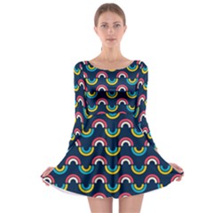 Geo Rainbow Stroke Long Sleeve Skater Dress by tmsartbazaar