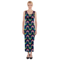 Geo Rainbow Stroke Fitted Maxi Dress