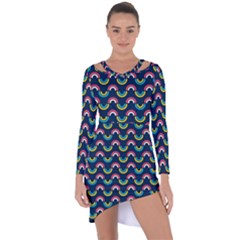 Geo Rainbow Stroke Asymmetric Cut-out Shift Dress by tmsartbazaar