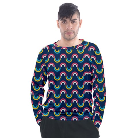 Geo Rainbow Stroke Men s Long Sleeve Raglan Tee by tmsartbazaar