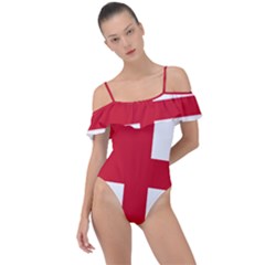 Naval Ensign Of Antigua & Barbuda Frill Detail One Piece Swimsuit