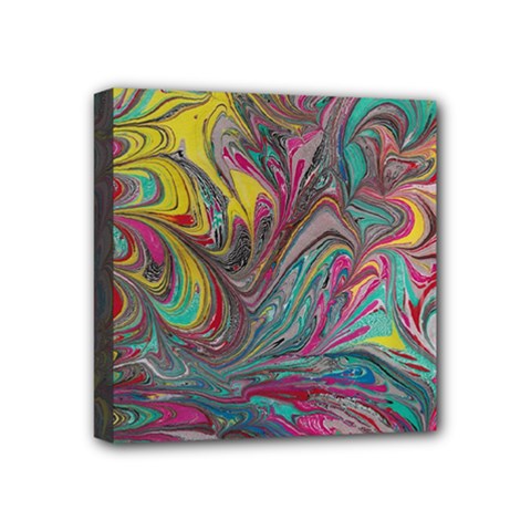 Abstract Marbling Mini Canvas 4  X 4  (stretched) by kaleidomarblingart