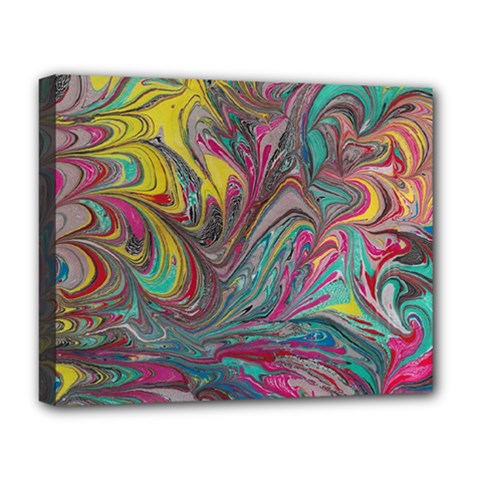 Abstract Marbling Deluxe Canvas 20  X 16  (stretched) by kaleidomarblingart