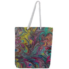 Abstract Marbling Full Print Rope Handle Tote (large) by kaleidomarblingart