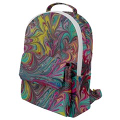 Abstract Marbling Flap Pocket Backpack (small) by kaleidomarblingart