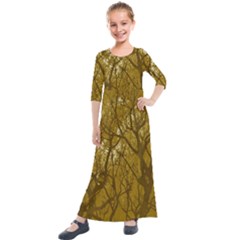 Forest Landscape Illustration 2 Kids  Quarter Sleeve Maxi Dress by dflcprintsclothing