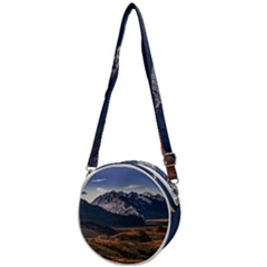 Mountain Patagonian Landscape, Santa Cruz, Argentina Crossbody Circle Bag by dflcprintsclothing