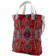 Intricate Red Marbling Canvas Messenger Bag by kaleidomarblingart