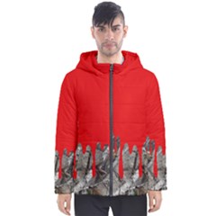 Red Drip Men s Hooded Puffer Jacket by asariicaleef