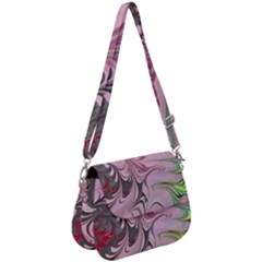 Petals With Marbling Saddle Handbag by kaleidomarblingart