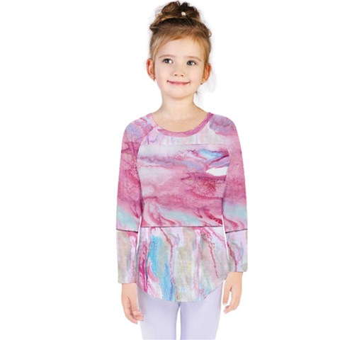 Abstract Marbling Kids  Long Sleeve Tee by kaleidomarblingart