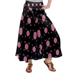 Flowers From The Summer Still In Bloom Satin Palazzo Pants