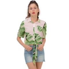 Palm Leaf Tie Front Shirt 