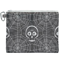 Skull And Spider Web On Dark Background Canvas Cosmetic Bag (xxxl)