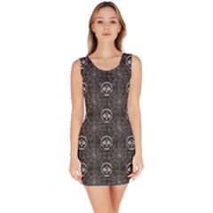 Skull And Spider Web On Dark Background Bodycon Dress