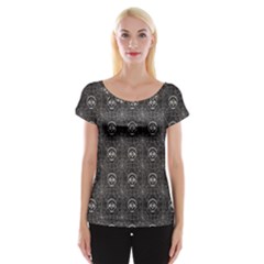 Skull And Spider Web On Dark Background Cap Sleeve Top