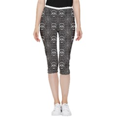 Skull And Spider Web On Dark Background Inside Out Lightweight Velour Capri Leggings 