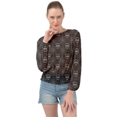 Skull And Spider Web On Dark Background Banded Bottom Chiffon Top
