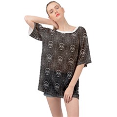 Skull And Spider Web On Dark Background Oversized Chiffon Top